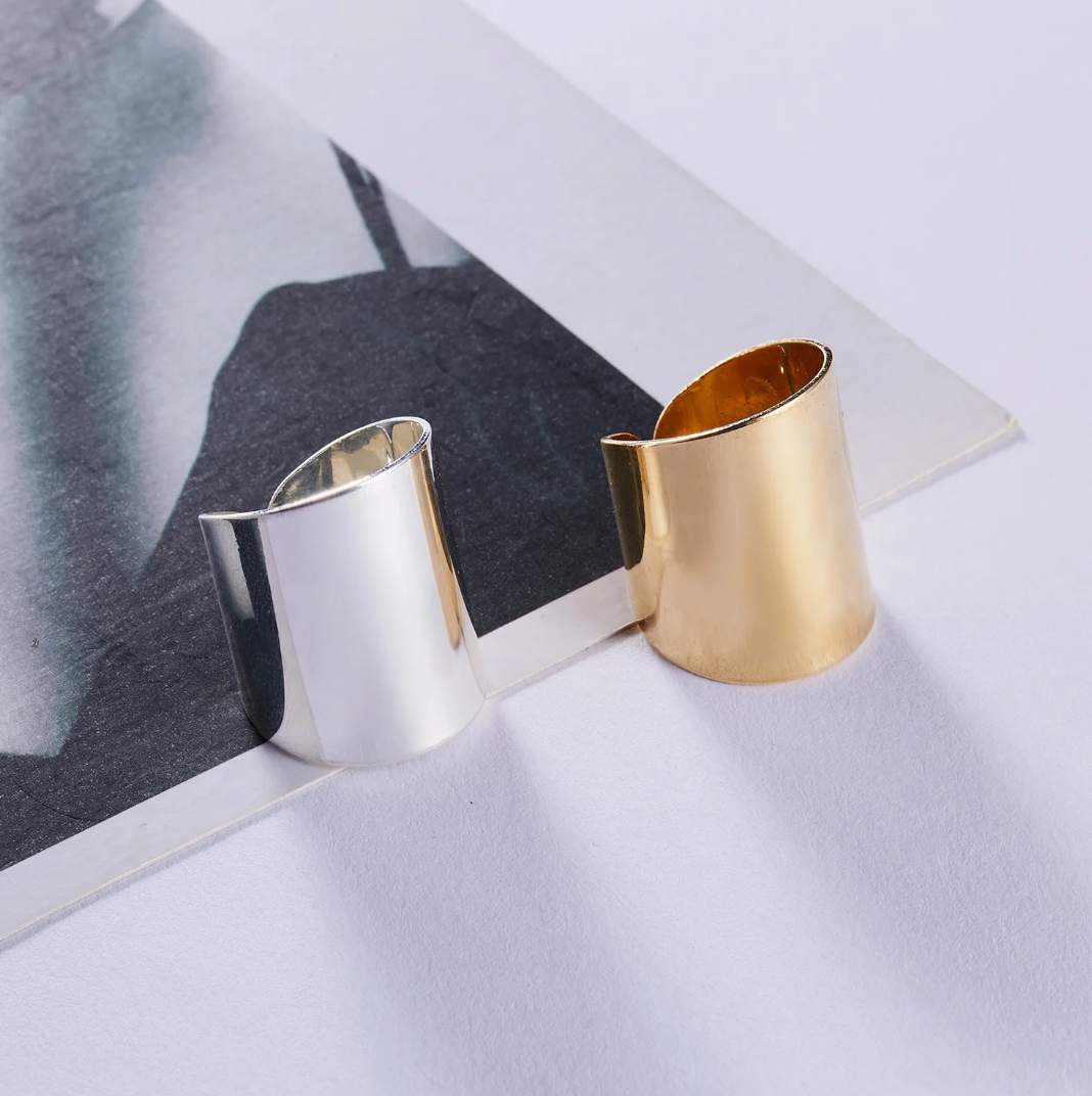 Eleganter, lange vergoldeter ägyptischer Ring aus 18 Karat Gold