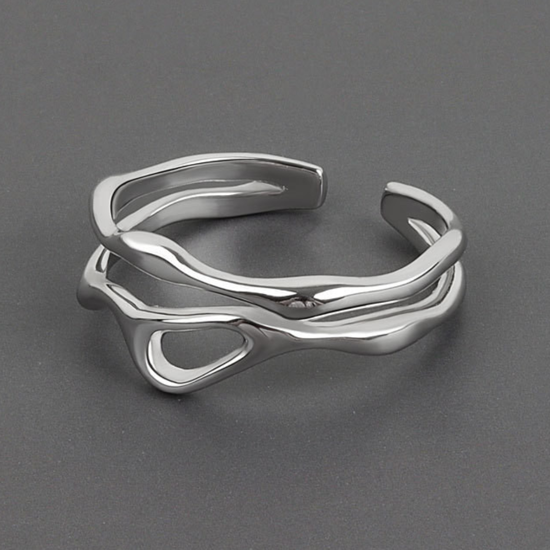 Eleganter verstellbarer Ring aus 925 Sterling Silber im stilvollen Baumzweig-Design