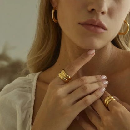 Doppelter klassischer Ring in edlem 18 Karat Goldplattierung