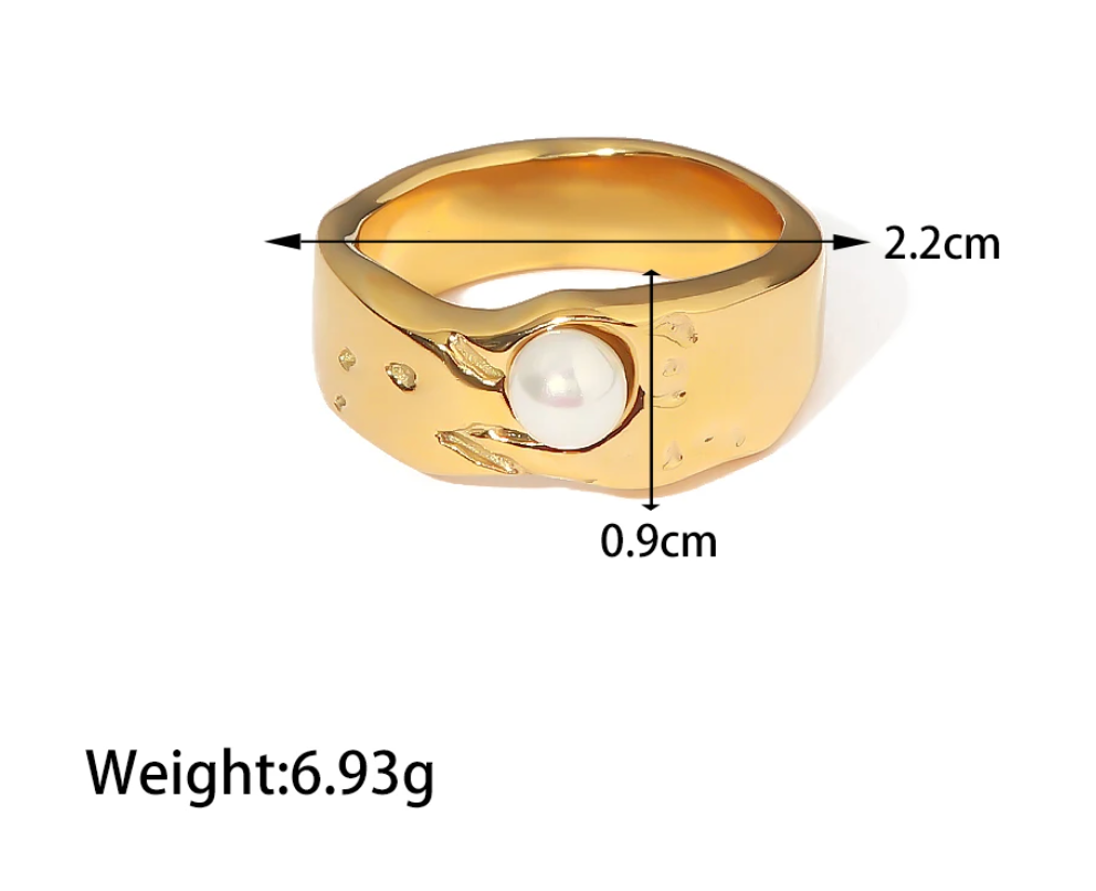 Eleganter 18 Karat vergoldeter Ring mit einer zauberhaften Schicksalsperle