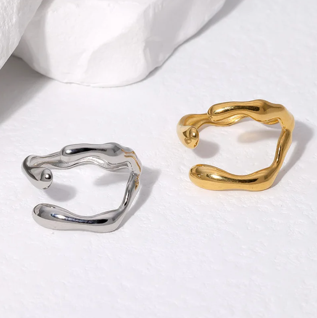 Böhmischer Stil: Ungleichmäßiger Ring mit luxuriöser 18 K Goldplattierung