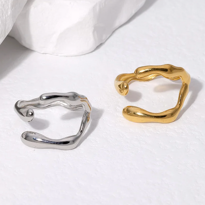 Böhmischer Stil: Ungleichmäßiger Ring mit luxuriöser 18 K Goldplattierung