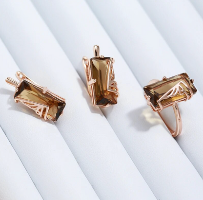 Elegantes Bernsteinset mit luxuriöser 18 Kt. Roségoldplattierung