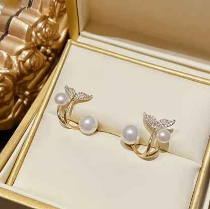 Meerjungfrauenschwanz Ohrringe mit Perlen & Rhinestone