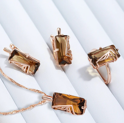 Elegantes Bernsteinset mit luxuriöser 18 Kt. Roségoldplattierung